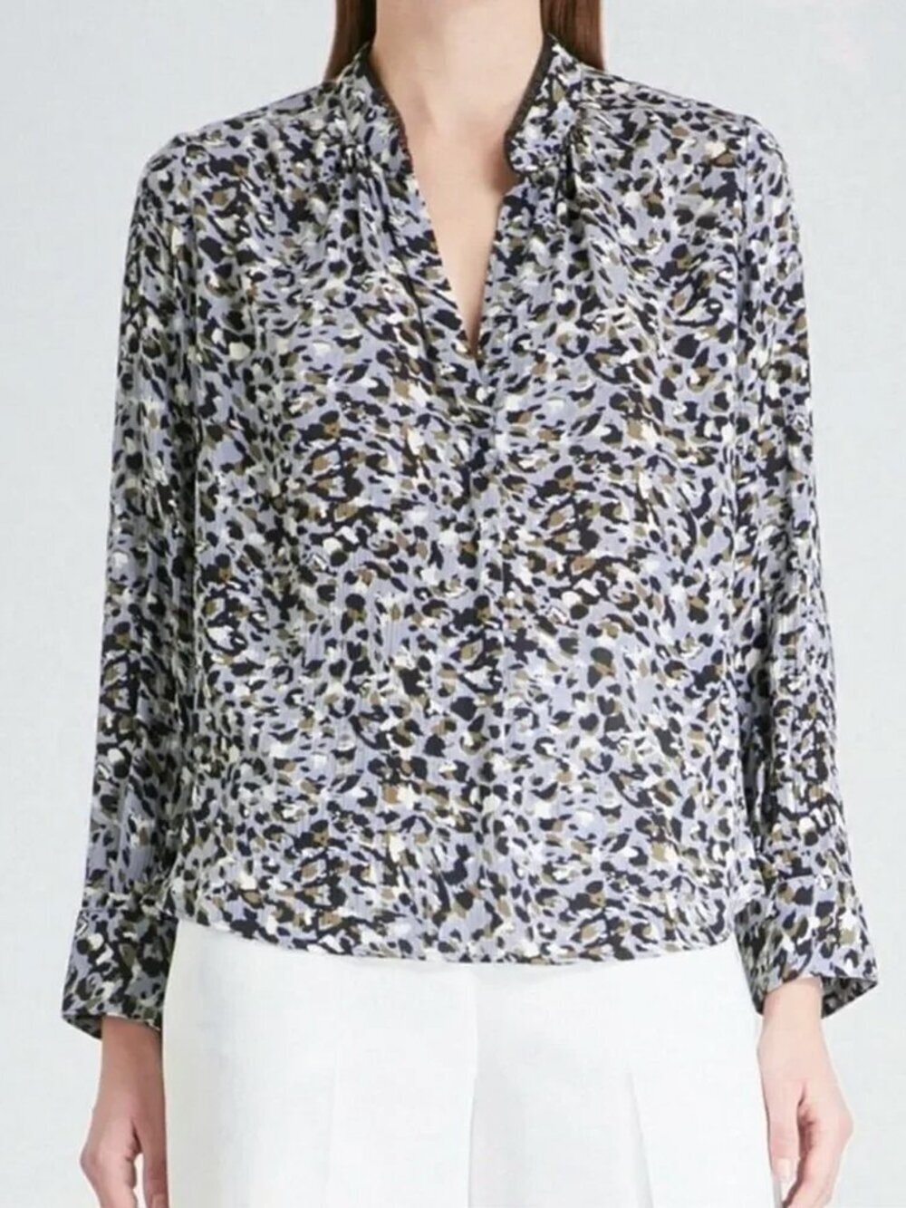 Zadig & Voltaire Tink Leo Crinkle Leopard Print Blouse Size L
